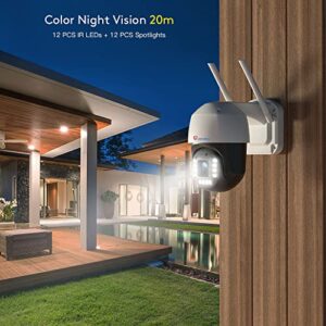 Ctronics 4K 8MP Security Camera Outdoor, 2.4/5Ghz WiFi Surveillance IP Camera Outdoor with Smart Human/Vehicle Detection, Auto Tracking, 65ft Color Night Vision, Two Way Audio, IP66 (4K)