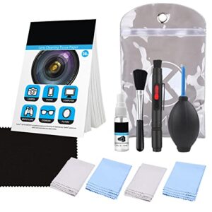 Professional Camera Cleaning Kit for DSLR Cameras (Canon, Nikon, Pentax, Sony) including 1 Double Sided Lens Cleaning Pen / 1 Bottle of Alcohol Free Optical Lens Cleaning Fluid / 1 Booklet of 50 Sheet