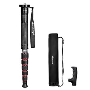 manbily camera monopod carbon fiber portable compact lightweight travel monopod with carrying bag walking stick handle,for dslr canon nikon sony video camcorder,6 sections up to 61-in (c-555l)