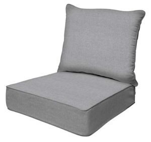 honeycomb outdoor textured solid platinum grey deep seating patio cushion set: resilient foam filling, weather resistant and stylish set, seat: 24″ w x 23″ d x 6.5” t; back: 27″ w x 24” l