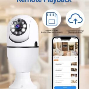 METRICSQUARE Light Bulb Security Camera Home Wireless WiFi Camera 360°PTZ Surveillance Camera Baby Monitor Nanny Cam Pet Camera Video Recording with Audio Remote Control with Phone APP