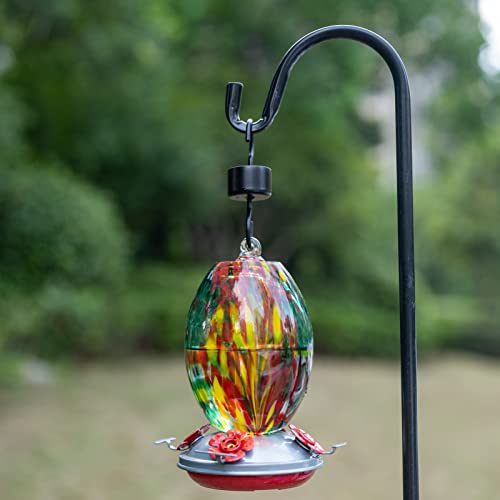 Muse Garden Hummingbird Feeders for Outdoors Hanging, Blown Glass Hummingbird Feeder, Hummingbird Gifts for Mom, Garden Backyard Decor, Unique Gifts Idea for Women Mothers Day, 27OZ, Emerald Peacock