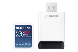 samsung pro plus full size sdxc card plus reader 256gb, (mb-sd256kb/am, 2021)