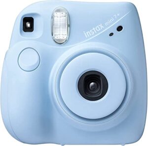 fujifilm instax mini 7+ camera, easy to operate, portable, handy selfie mirror, polaroid camera, perfect for beginners and experts, sleek and stylish design – light blue (renewed)
