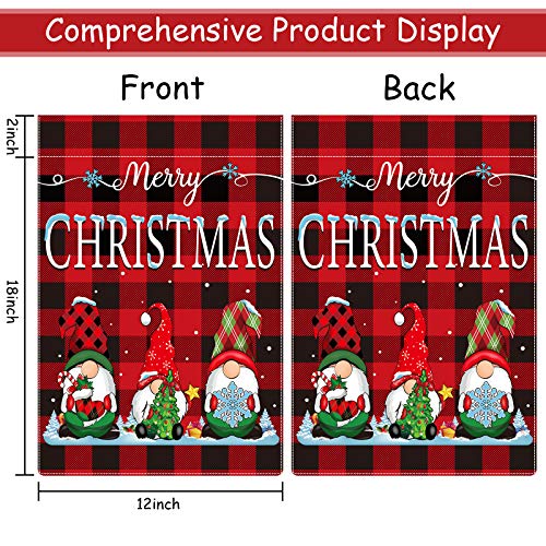 2 Pieces Christmas Garden Flags Christmas Decorations Outdoor Buffalo Check Plaid Truck Flag Double Sided Christmas Flags Xmas Outdoor Flag Winter Flag for Holiday Home Decoration, 18 x 12 Inches