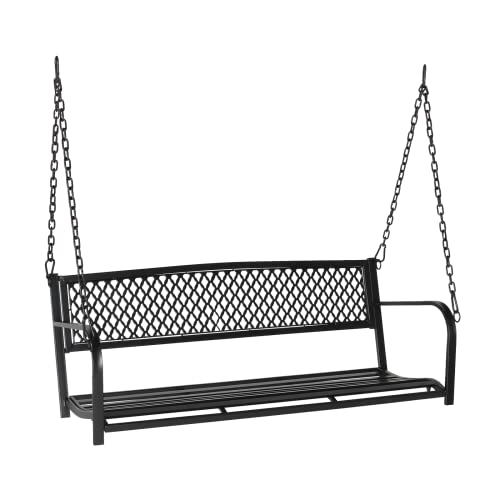 VINGLI Upgraded Metal Patio Porch Swing, 660 LBS Weight Capacity Steel Porch Swing Chair for Outdoors, Heavy Duty Garden Swing Bench for Gardens & Yards (Pattern 2)