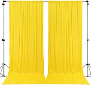 ak trading co. 10 feet x 10 feet polyester backdrop drapes curtains panels with rod pockets – wedding ceremony party home window decorations – yellow