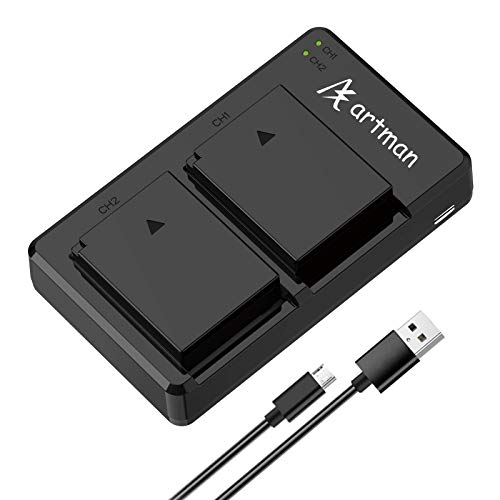 Artman LP-E10 Battery and USB Dual Battery Charger for Canon EOS Rebel T7 T6 T5 T3 T100, Kiss X50 Kiss X70 EOS 1100D/1200D/1300D/2000D Digital Cameras(2-Pack 1600mAh)