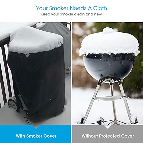 Unicook Smoker Cover 30 Inch, Heavy Duty Waterproof Charcoal Kettle Grill Cover, Fade Resistant Barrel Cover, Fits Weber Char-Griller Akorn Kamado and More Grills, Round Smoker Cover 30" Dia x 36" H