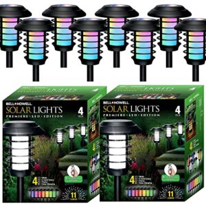 bell+howell solar pathway lights color changing led solar lights outdoor, ip67 waterproof solar path lights, solar powered garden lights for walkway, yard, backyard, lawn or landscape – 8 packs