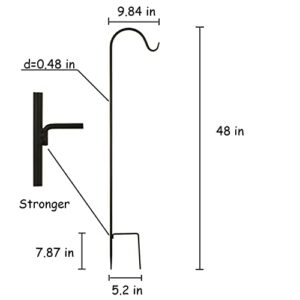 YELOKIE Premium Shepherds Hook 48 Inch, Integral Forming Manufacturing, Rust Resistant Steel Hook Ideal for Use at Weddings, Hanging Plant Baskets, Solar Lights, Lanterns, Bird Feeders, Set of 4