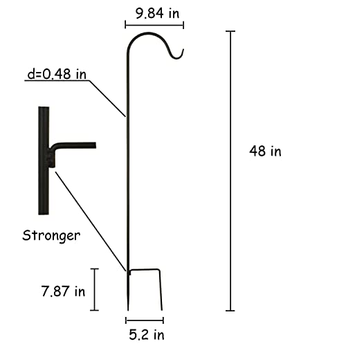 YELOKIE Premium Shepherds Hook 48 Inch, Integral Forming Manufacturing, Rust Resistant Steel Hook Ideal for Use at Weddings, Hanging Plant Baskets, Solar Lights, Lanterns, Bird Feeders, Set of 4