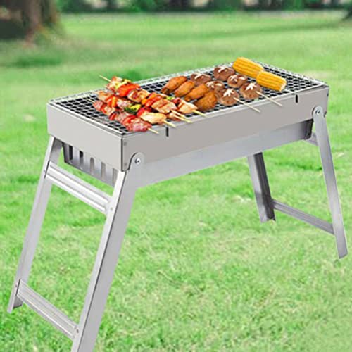 HANABASS 44cm Garden Barbecue Stove Folding Small Firewood Burner Tool Foldable Barbecue Grill Smoker Grill for Outdoor Cooking Camping Picnic Outdoor Garden Charcoal BBQ Grill Party