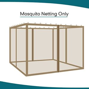 Gazebo Universal Replacement Mosquito Netting - Wonwon Outdoor Gazebo Canopy 4-Panel Screen Walls with Zipper for 10' x 12' Gazebo (Mosquito Net Only) (Khaki)