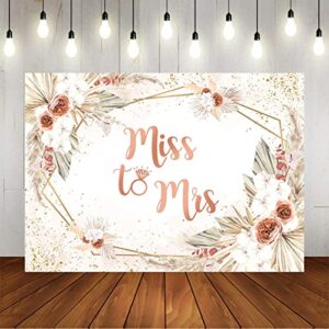 Mocsicka Miss to Mrs Bridal Shower Backdrop Boho Chic Pink Flowers Photography Background Vinyl Wedding Bride to Be Cake Table Decorations Photo Booth (7x5ft)