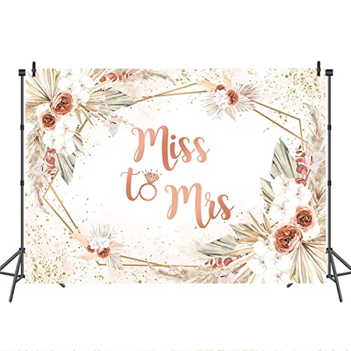 Mocsicka Miss to Mrs Bridal Shower Backdrop Boho Chic Pink Flowers Photography Background Vinyl Wedding Bride to Be Cake Table Decorations Photo Booth (7x5ft)