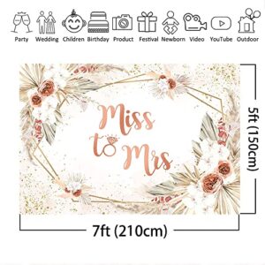 Mocsicka Miss to Mrs Bridal Shower Backdrop Boho Chic Pink Flowers Photography Background Vinyl Wedding Bride to Be Cake Table Decorations Photo Booth (7x5ft)