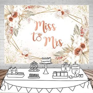 Mocsicka Miss to Mrs Bridal Shower Backdrop Boho Chic Pink Flowers Photography Background Vinyl Wedding Bride to Be Cake Table Decorations Photo Booth (7x5ft)