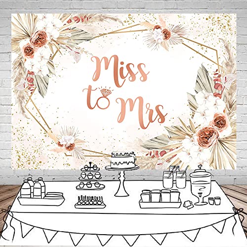 Mocsicka Miss to Mrs Bridal Shower Backdrop Boho Chic Pink Flowers Photography Background Vinyl Wedding Bride to Be Cake Table Decorations Photo Booth (7x5ft)