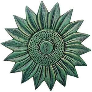 sunset vista designs garden path cast iron stepping stone, 12″ x 12″, sunflower – verdigris, green (93573)