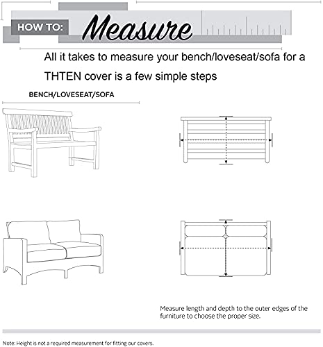 Thten Outdoor Loveseat Sofa Cover 2 Seater, 600D Heavy Duty Waterproof Patio Furniture Bench Cover, 57.9" W x 32.7" D x 31.1" H