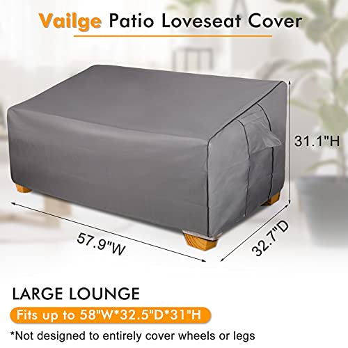 Thten Outdoor Loveseat Sofa Cover 2 Seater, 600D Heavy Duty Waterproof Patio Furniture Bench Cover, 57.9" W x 32.7" D x 31.1" H