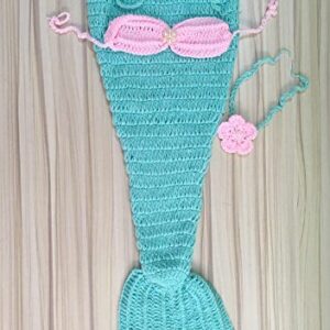 Pinbo Newborn Baby Photography Prop Crochet Mermaid Headband Bra Tail