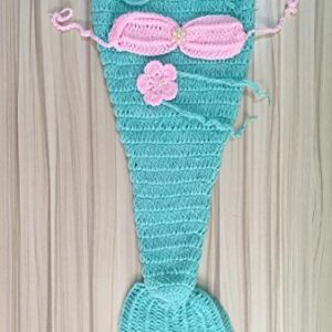 Pinbo Newborn Baby Photography Prop Crochet Mermaid Headband Bra Tail