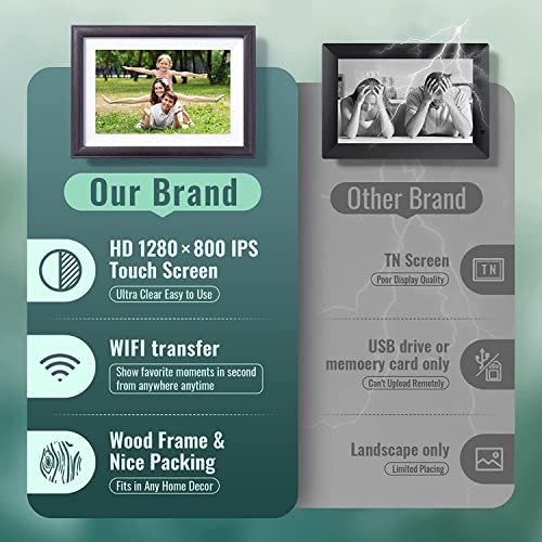 Digital Picture Frame 10.1 inch - WiFi Smart Photo Frame HD IPS Touch Screen Built in 16GB Memory Calendar Share Photo & Moments Instantly via Frameo App from Anywhere