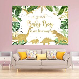 Avezano Dinosaur Baby Shower Backdrops for Boy Jungle Safari Dino Theme Roar It's a Boy Party Decorations Banner Dinosaur Hatching Soon Baby Boy Shower Background Supplies (7x5ft)