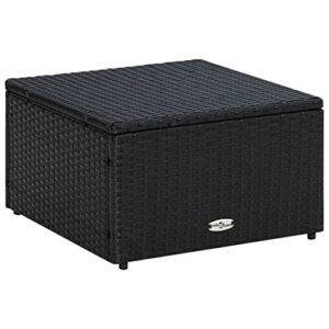 vidaXL Garden Ottoman Poly Rattan Wicker Black Outdoor Footstool Footrest Seat