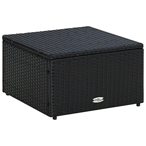 vidaXL Garden Ottoman Poly Rattan Wicker Black Outdoor Footstool Footrest Seat