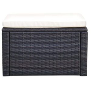 vidaXL Garden Ottoman Poly Rattan Wicker Black Outdoor Footstool Footrest Seat