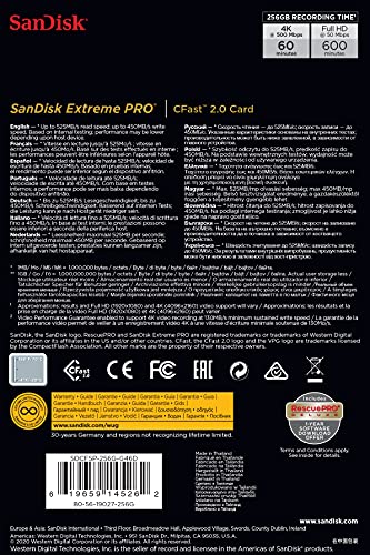 SanDisk 256GB Extreme PRO CFast 2.0 Memory Card - SDCFSP-256G-G46D