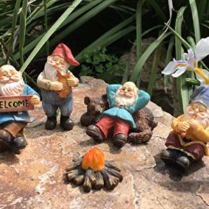 GlitZGlam Happy Gnomes Camp - 6 Piece Garden Gnome Set for The Miniature Fairy Garden