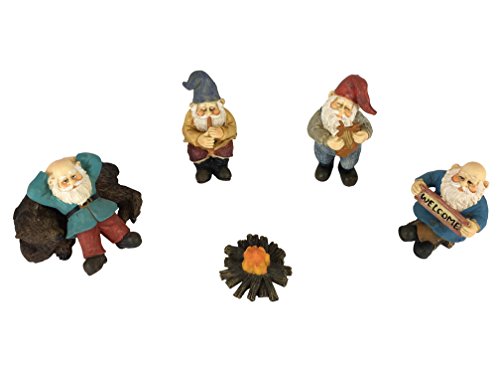 GlitZGlam Happy Gnomes Camp - 6 Piece Garden Gnome Set for The Miniature Fairy Garden