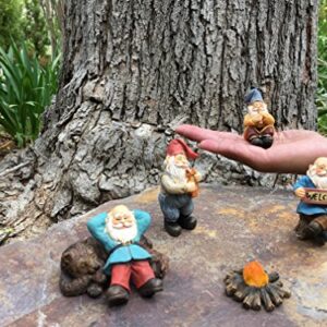 GlitZGlam Happy Gnomes Camp - 6 Piece Garden Gnome Set for The Miniature Fairy Garden