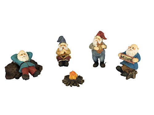 GlitZGlam Happy Gnomes Camp - 6 Piece Garden Gnome Set for The Miniature Fairy Garden