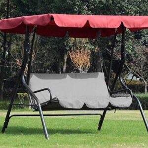 Omabeta Swing Cushion Outdoor Swing 3鈥慡eat Chair Waterproof Cushion Replacement for Patio Garden Yard Swing Chair Protection Cover(Grey)