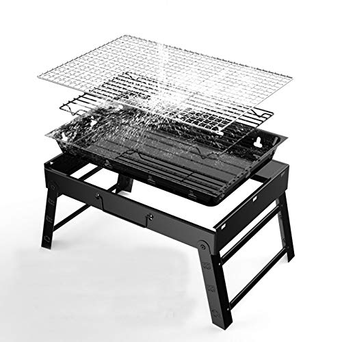 LSJZZ Household Charcoal Grill,Folding Barbecue Outdoor Portable Durable Grill for Picnic Garden Camping Trip Terrace Backyard Cooking,352720cm