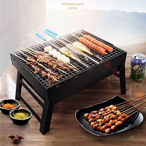 LSJZZ Household Charcoal Grill,Folding Barbecue Outdoor Portable Durable Grill for Picnic Garden Camping Trip Terrace Backyard Cooking,352720cm