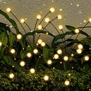 dlaoum solar powered firefly lights – solar lights outdoor waterproof 8led starburst swaying garden lights for yard path landscape decorations