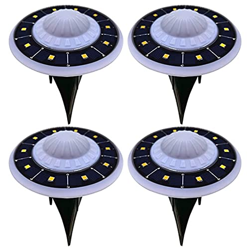 SLFC Solar Lawn Lights Outdoor, Waterproof Led Solar UFO Landscape Lights for Garden, Landscape, Path, Yard, Patio, Driveway, Walkway (4Pack)