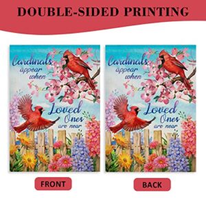 Covido Home Decorative Cardinals Appear When Loved Ones are Near Spring House Flag, Summer Bird Garden Yard Dogwood Daisy Flower Outside Decoration Inspirational Outdoor Large Decor Double Sided 28x40