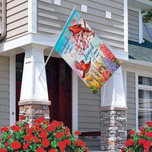 Covido Home Decorative Cardinals Appear When Loved Ones are Near Spring House Flag, Summer Bird Garden Yard Dogwood Daisy Flower Outside Decoration Inspirational Outdoor Large Decor Double Sided 28x40