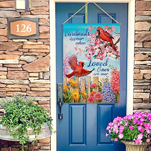 Covido Home Decorative Cardinals Appear When Loved Ones are Near Spring House Flag, Summer Bird Garden Yard Dogwood Daisy Flower Outside Decoration Inspirational Outdoor Large Decor Double Sided 28x40