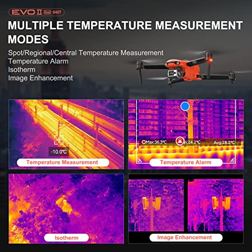 Autel Robotics EVO II Dual 640T Enterprise Bundle, 640*512@30fps Thermal Imaging Sensor＆8K Visual Camera, 10+ Multiple Temperature Measurement Modes, 720° No Blind Spot, 42Mins Flight Time, ADS-B Receiver&Data Encryption, F-ree Thermal Analysis Tool, 1-1