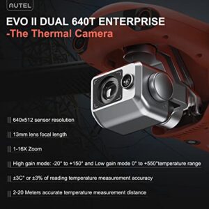 Autel Robotics EVO II Dual 640T Enterprise Bundle, 640*512@30fps Thermal Imaging Sensor＆8K Visual Camera, 10+ Multiple Temperature Measurement Modes, 720° No Blind Spot, 42Mins Flight Time, ADS-B Receiver&Data Encryption, F-ree Thermal Analysis Tool, 1-1