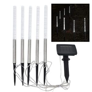 Garosa Solar Outdoor Lights 1 to 5 Solar Powered Reed LED Bubble Solar Tube Stake Lights Lamp Lawn Lights Acrylic Crystal Rod IP65 Waterproof for Garden Yard Patio Walkway Decorative White Light