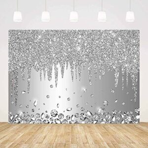 ablin 7x5ft silver backdrop dripping glitter crystal diamond silver happy birthday party bridal shower wedding decorations photography background photo shoot props